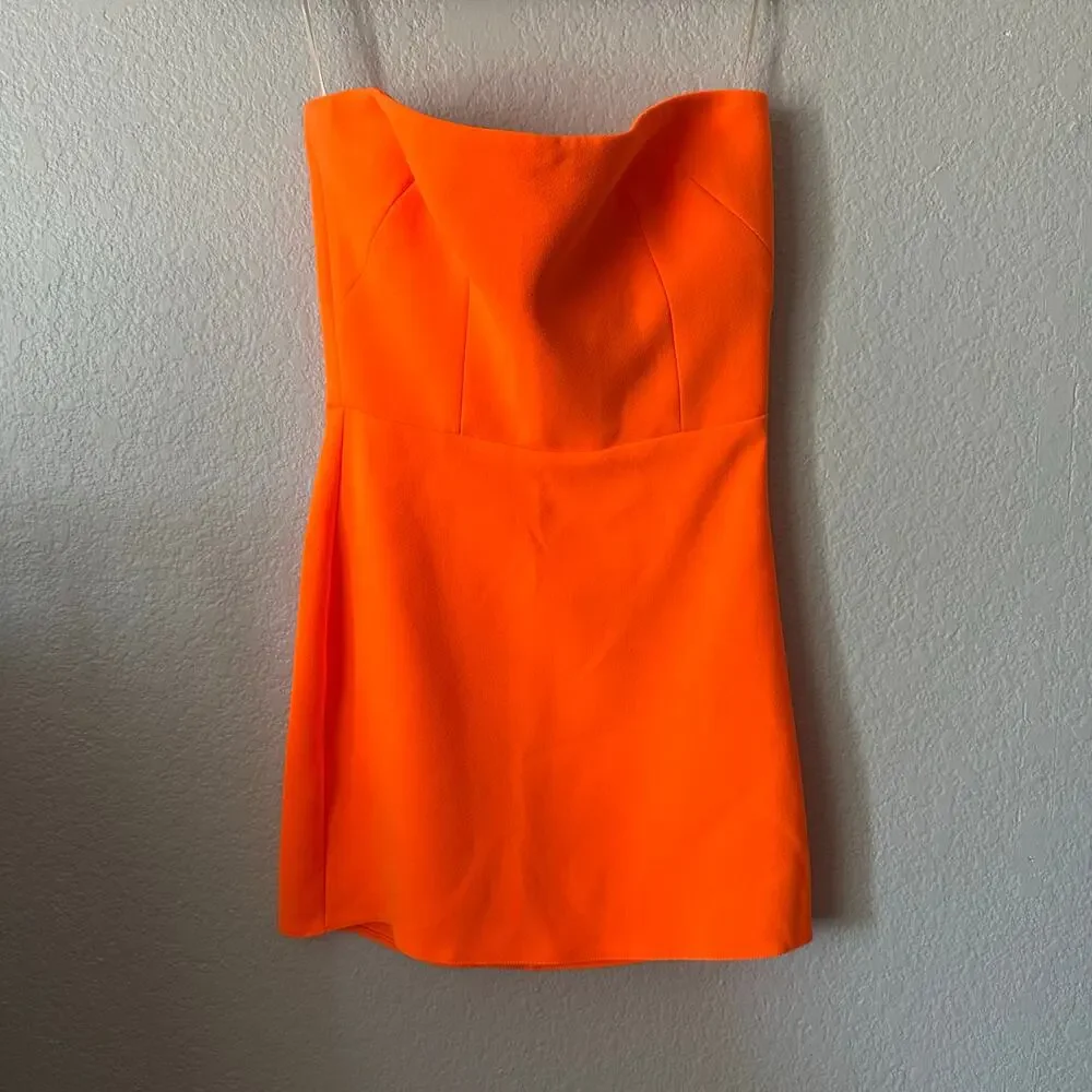 Alex Perry Neon Orange Strapless Mini Dress - Picture 7 of 8